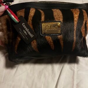 Cavalcanti Tiger Print Leather Clutch - Black & Brown